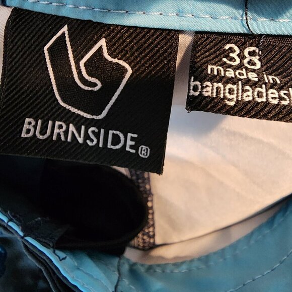 Burnside Men's Board Shorts Blue Tropical Ombre Drawstring Waist Swim Surf Short - Picture 4 of 9